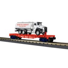 MTH 30-76938 Trump  Flat with Tanker Truck Car no. DJTX 45