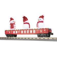 MTH 30-72262 Christmas Gondola Car w/Lights and Lighted Snow Men – Red