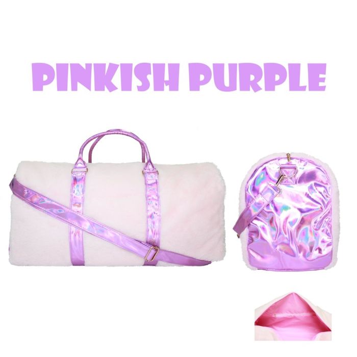 American Jewel Disco Vibe Purple/Pink Fur Travel Bag 8338AJ